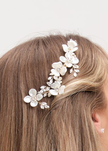 Jon Richard Gold Plated White Floral And Crystal Hair Slide