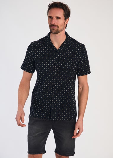 Tokyo Laundry Black Cotton Printed Short Sleeve Shirt