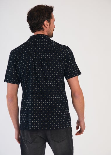 Tokyo Laundry Black Cotton Printed Short Sleeve Shirt
