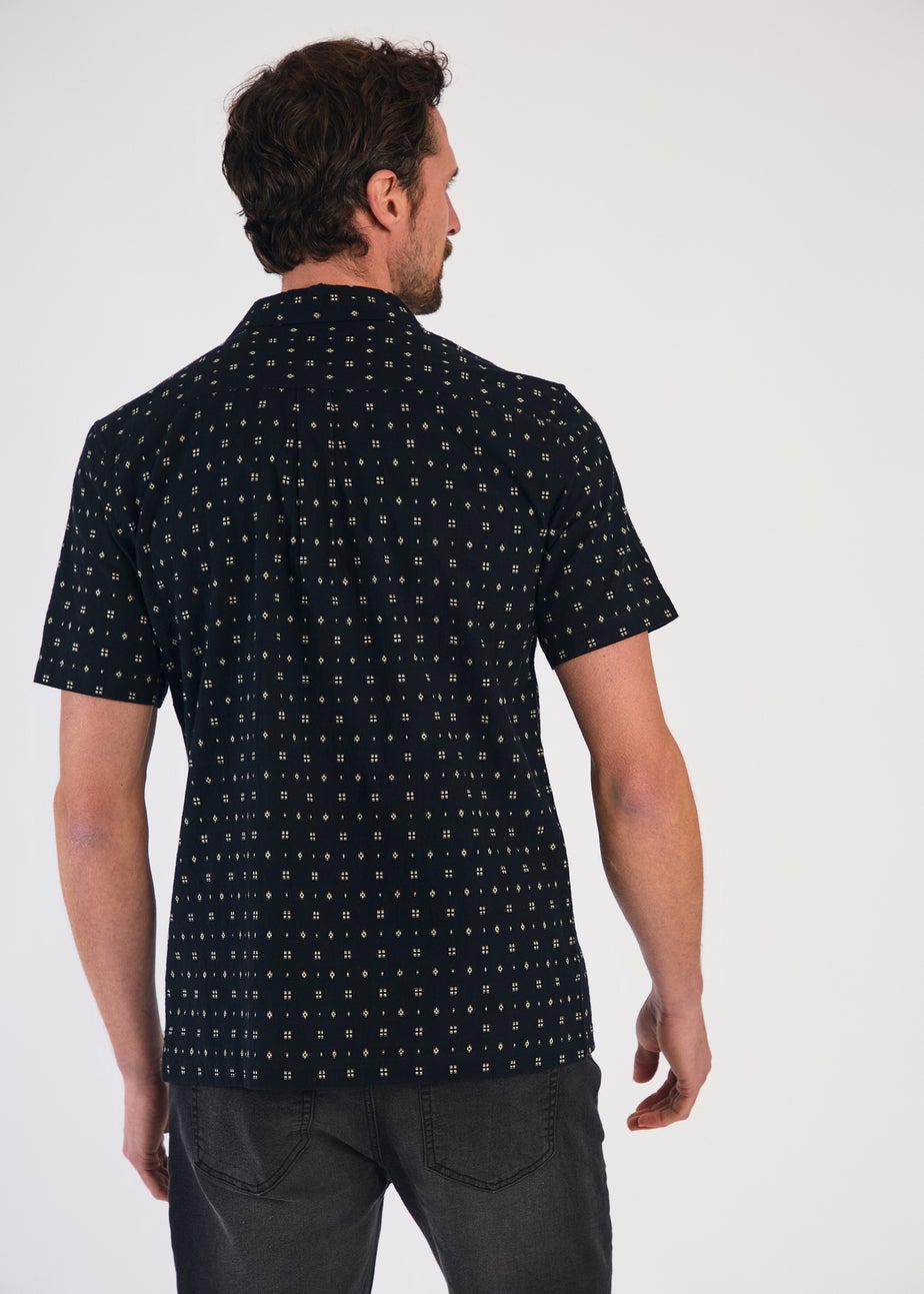 Tokyo Laundry Black Cotton Printed Short Sleeve Shirt
