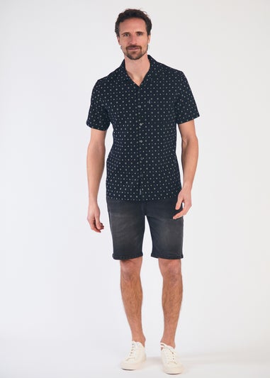 Tokyo Laundry Black Cotton Printed Short Sleeve Shirt