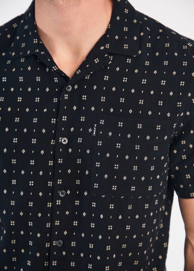 Tokyo Laundry Black Cotton Printed Short Sleeve Shirt