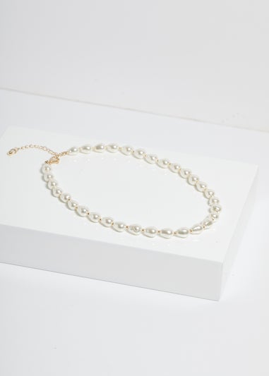 Jon Richard Silver Semi Precious Pearl & Gold Bead Necklace