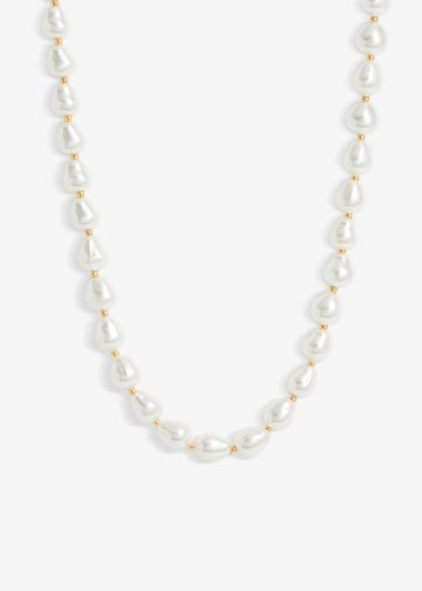 Jon Richard Silver Semi Precious Pearl & Gold Bead Necklace