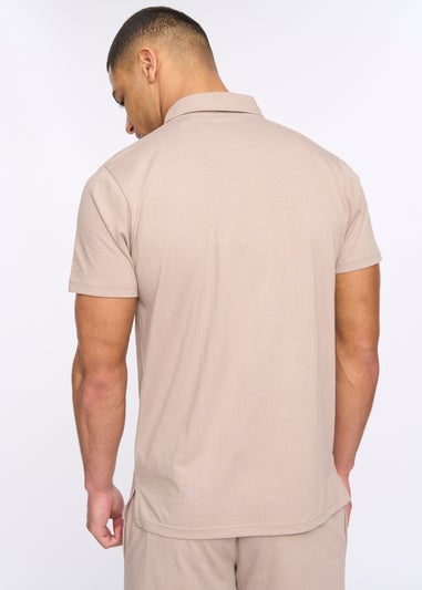 Henleys Taupe Henychill Polo & Short Twinset