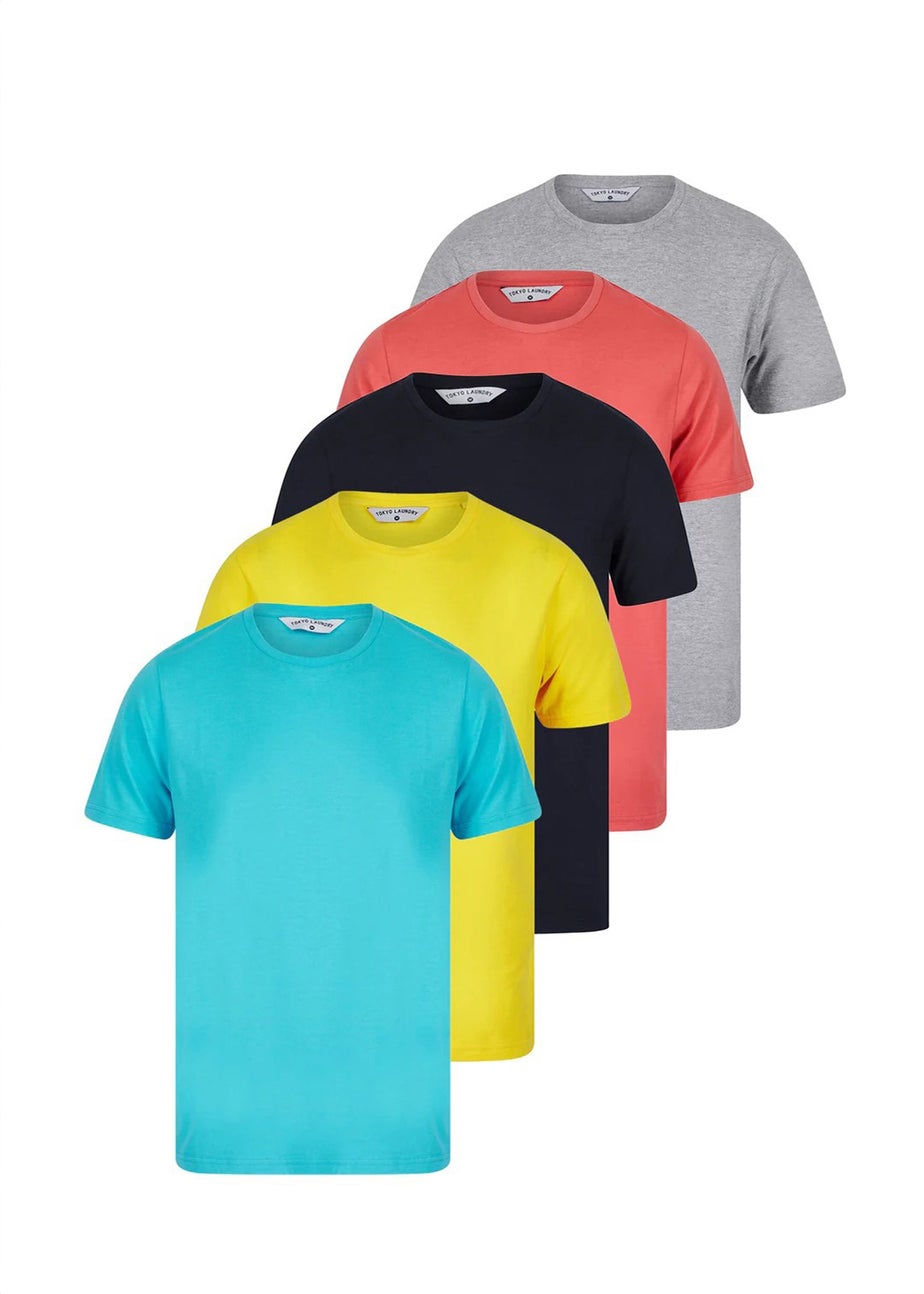 Tokyo Laundry Blue Cotton 5-Pack Short Sleeve T-Shirts