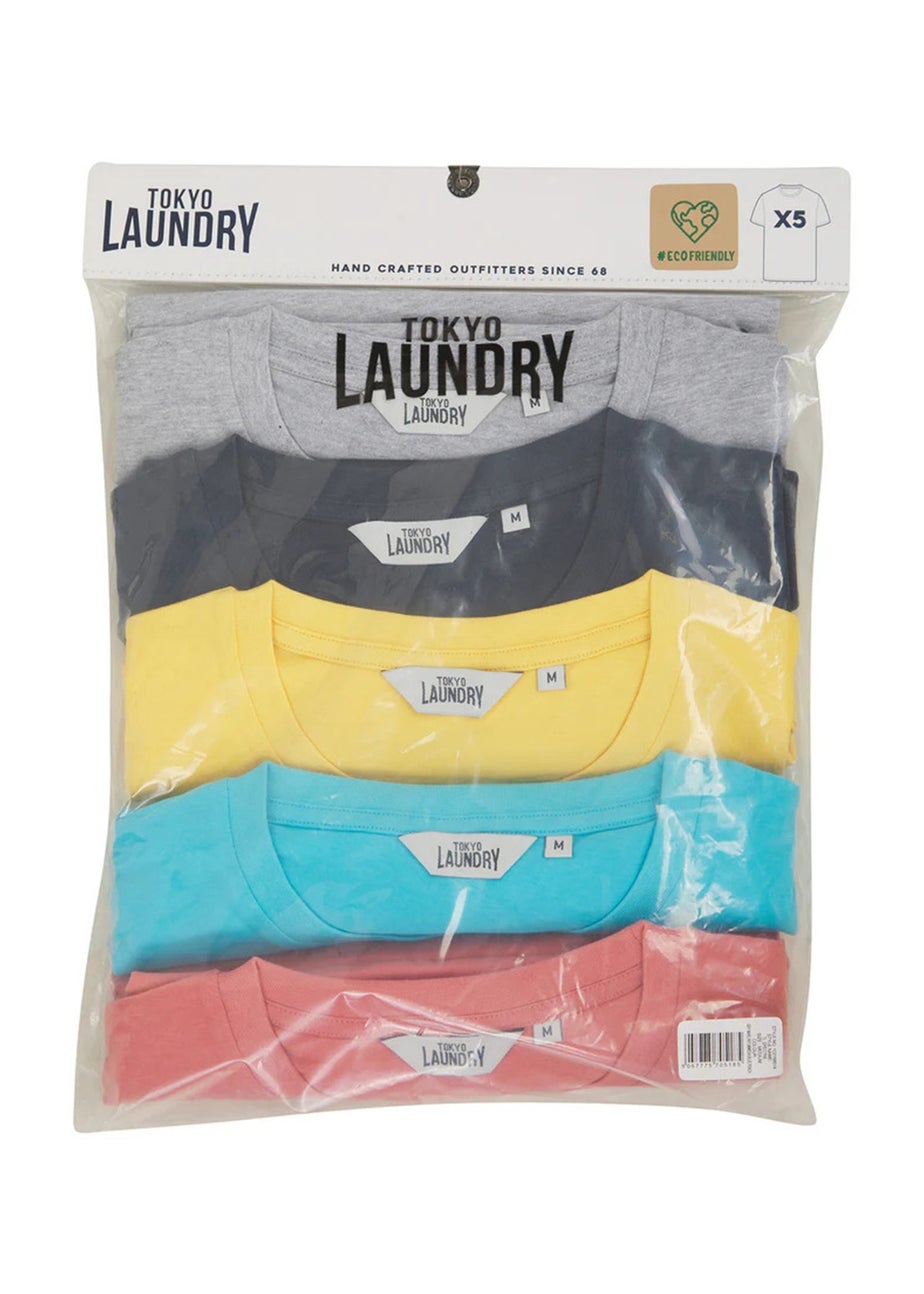 Tokyo Laundry Blue Cotton 5-Pack Short Sleeve T-Shirts