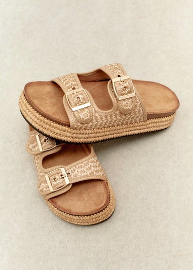 Linzi Cici Beige Flatform Slider Sandals