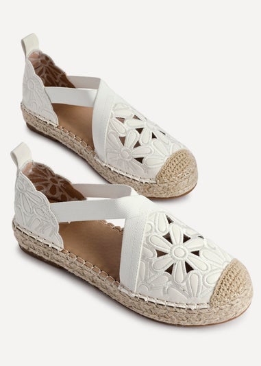 Linzi Jillian White Faux Leather Flower Cut Out Espadrille Sandal