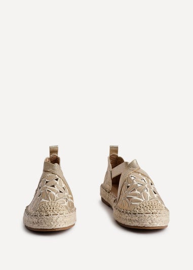 Linzi Jillian Gold Faux Leather Flower Cut Out Espadrille Sandal