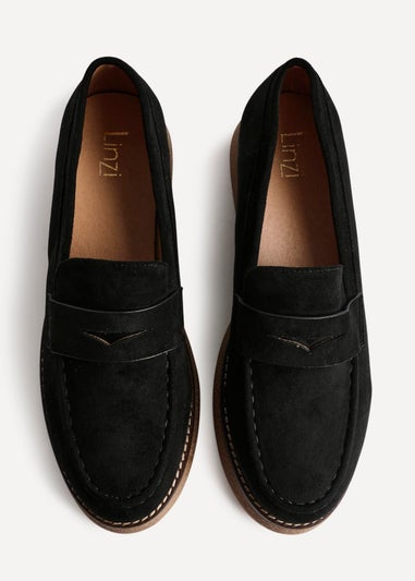 Linzi Poised Black Suede Classic Loafer