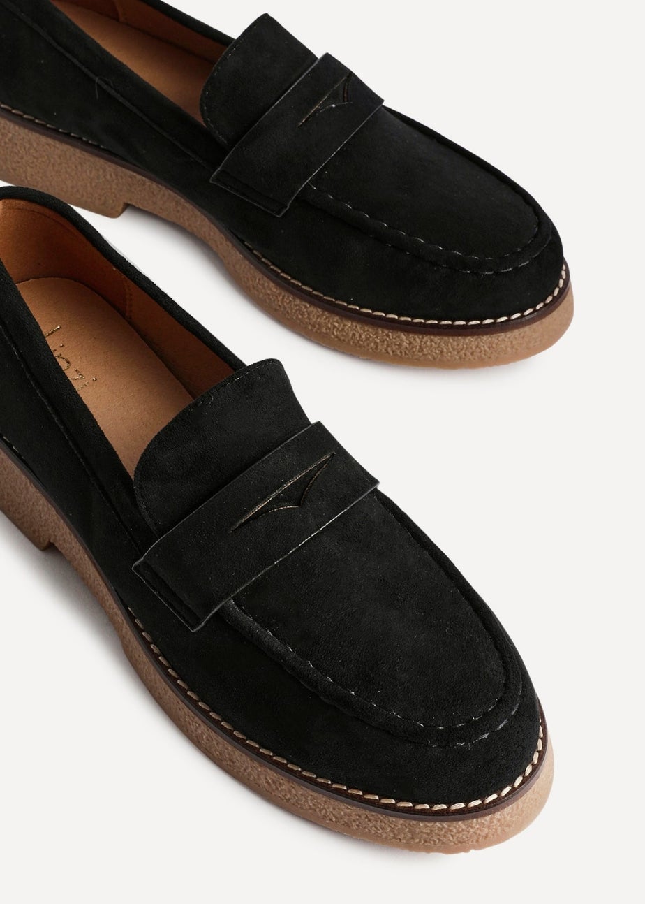 Linzi Poised Black Suede Classic Loafer