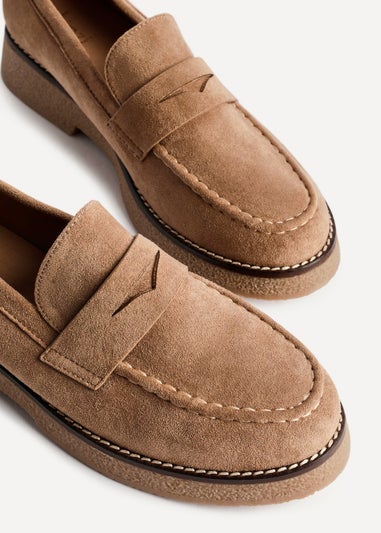 Linzi Poised Camel Faux Suede Classic Loafer