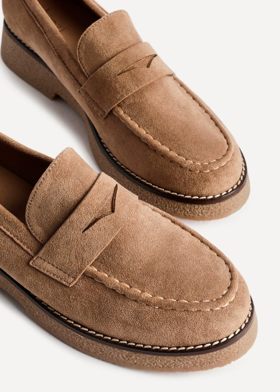 Linzi Poised Camel Faux Suede Classic Loafer