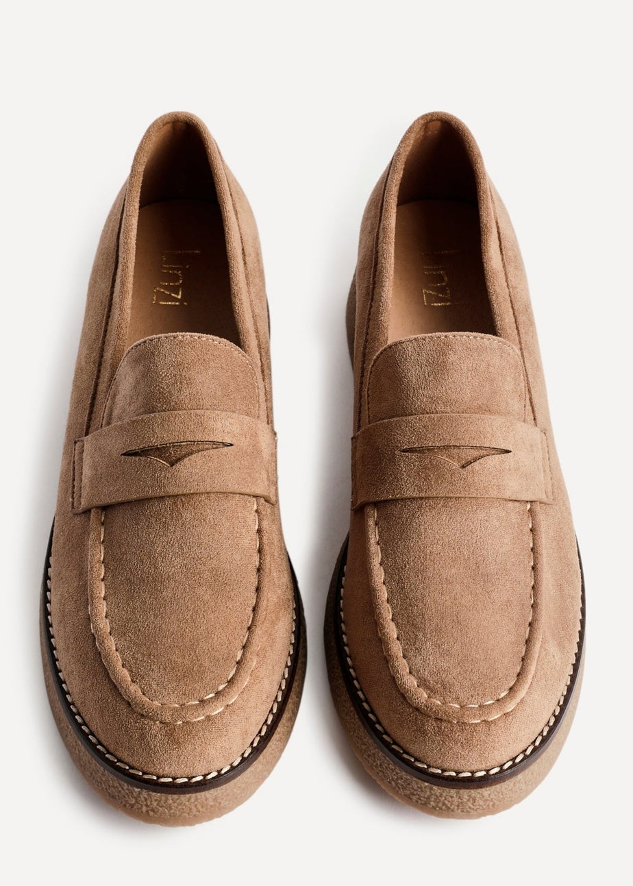 Linzi Poised Camel Faux Suede Classic Loafer