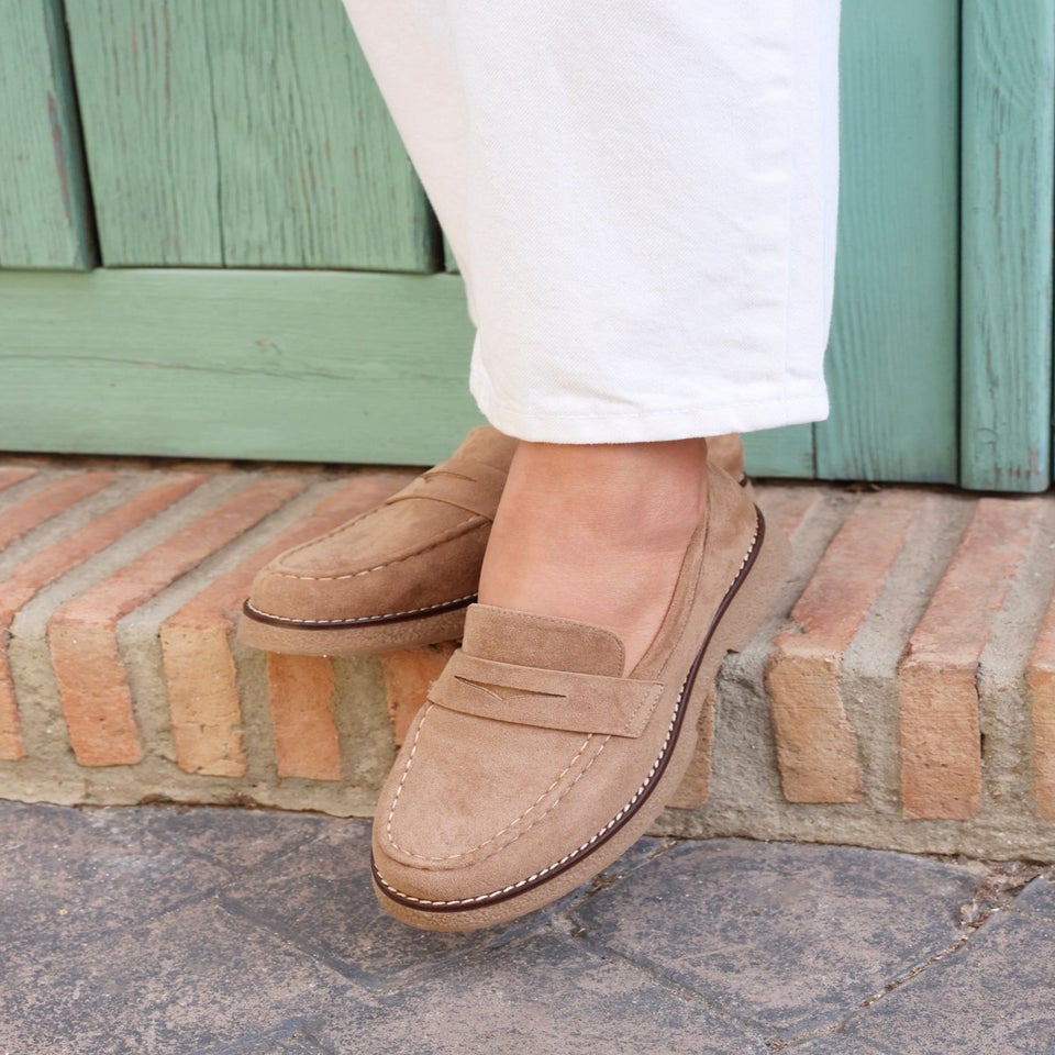 Linzi Poised Camel Faux Suede Classic Loafer