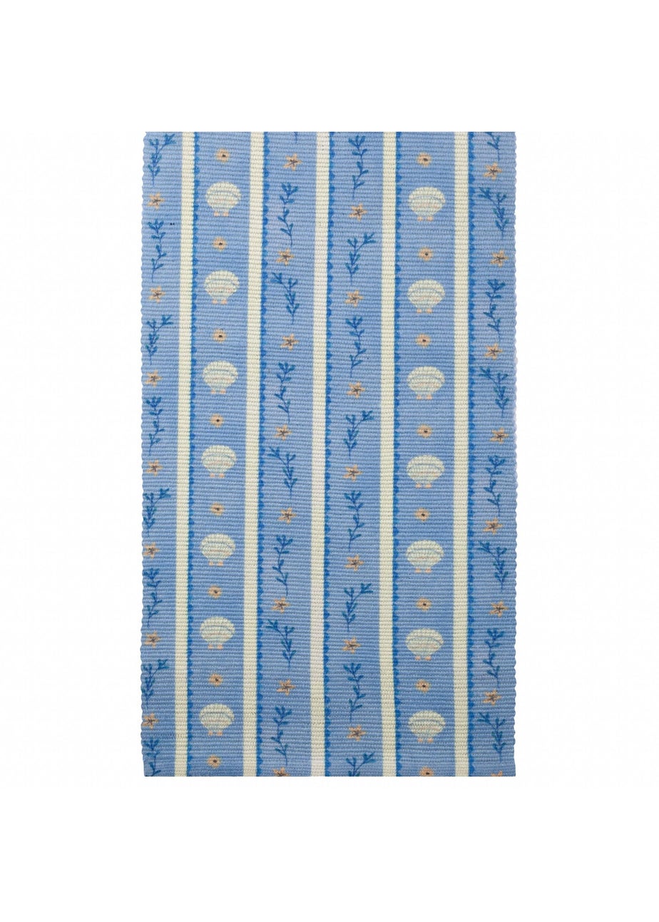 furn. Blue Sea Shells Indoor/Outdoor Table Runner