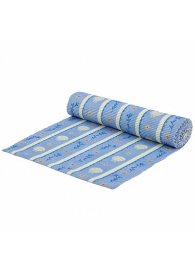 furn. Blue Sea Shells Indoor/Outdoor Table Runner