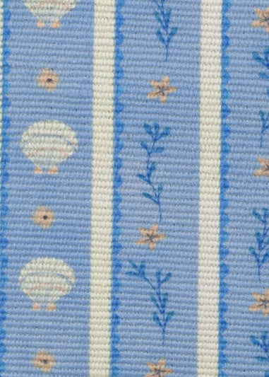 furn. Blue Sea Shells Indoor/Outdoor Table Runner