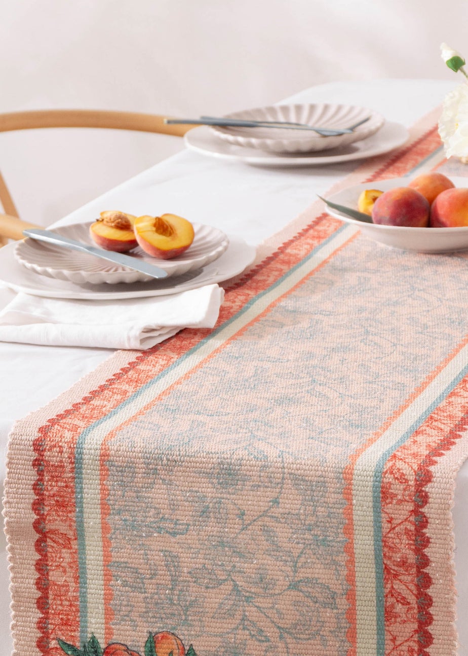 furn. Anemone Peaches Indoor/Outdoor Table Runner