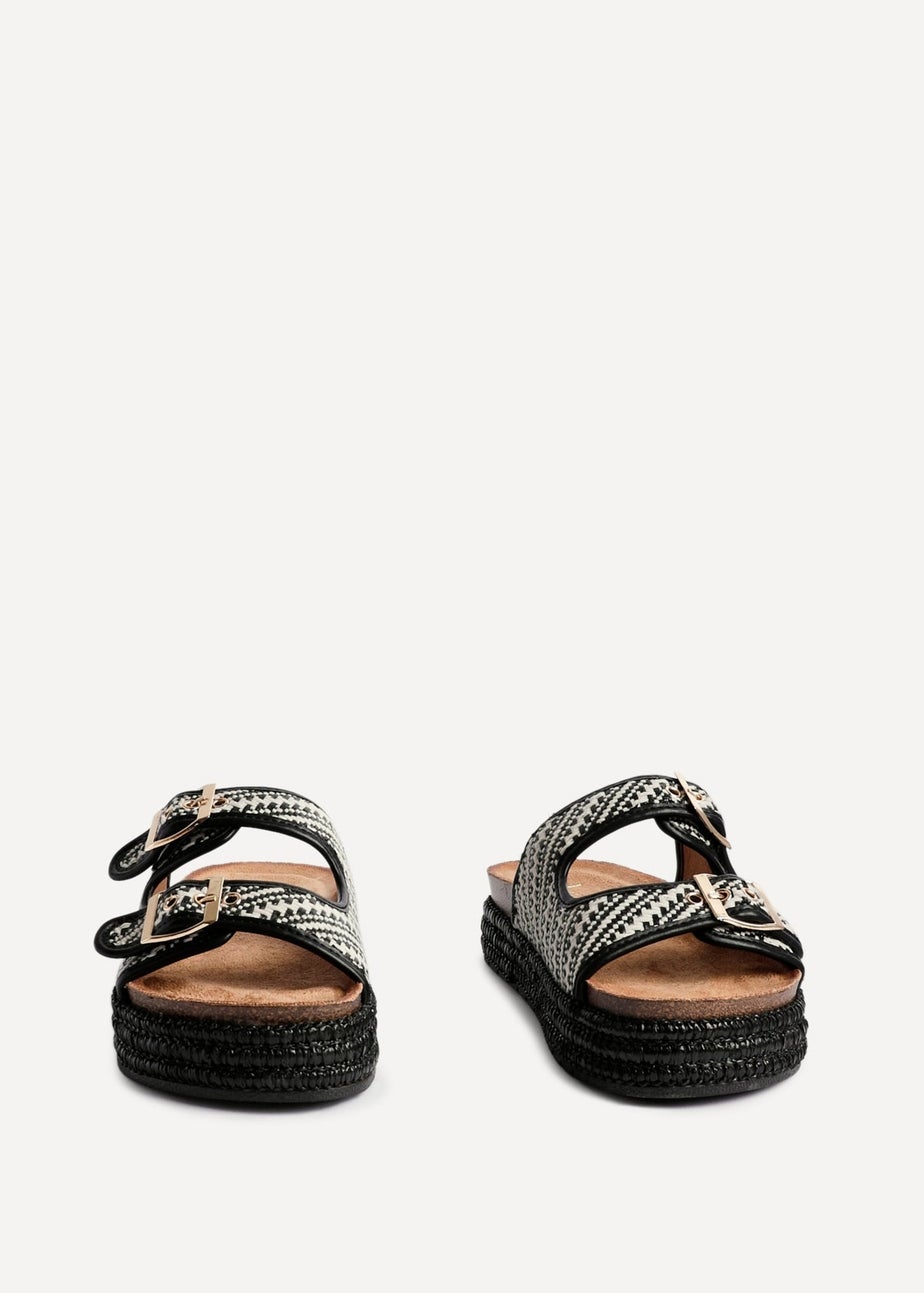 Linzi Cici Black Double Buckle Flatform Sandals