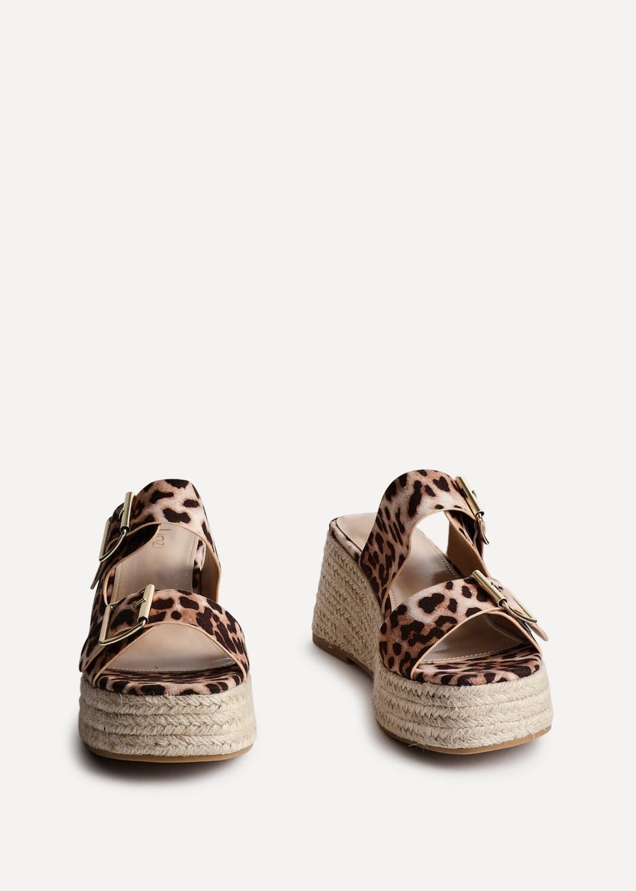 Linzi Impact Leopard Print Double Buckle Espadrille Wedge Mule