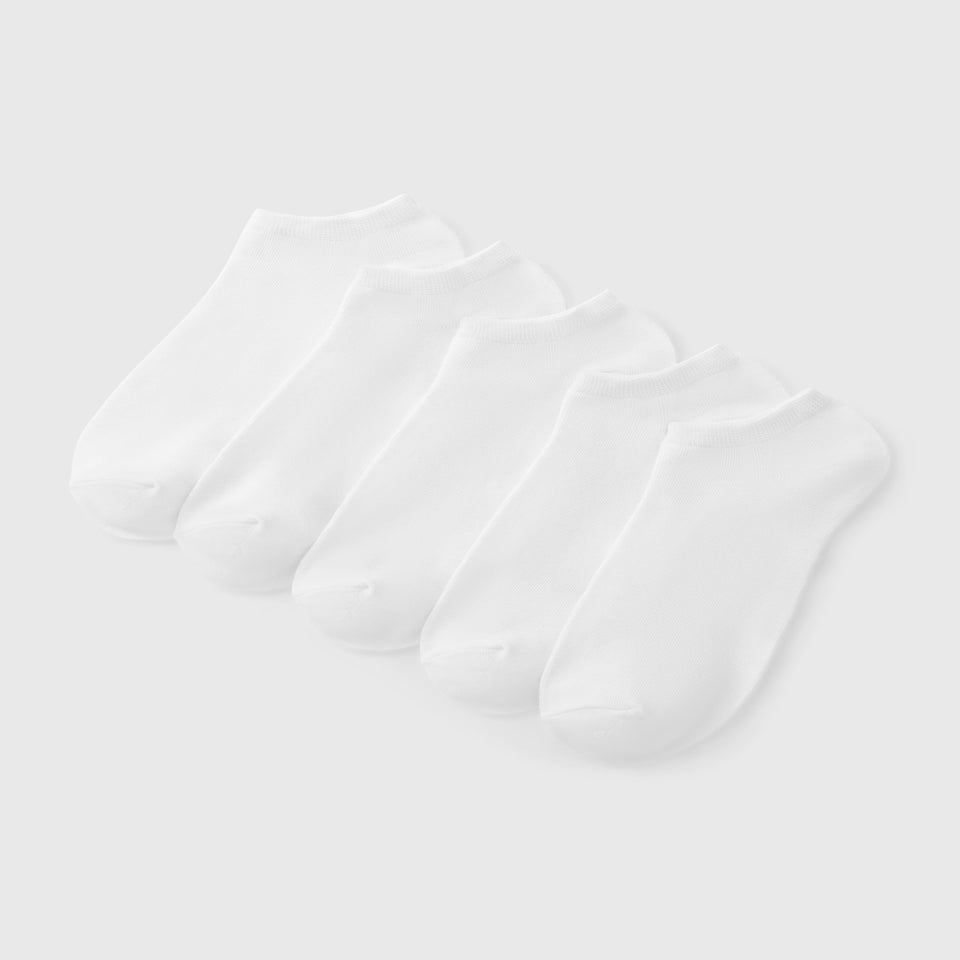 5 Pack White Trainer Socks
