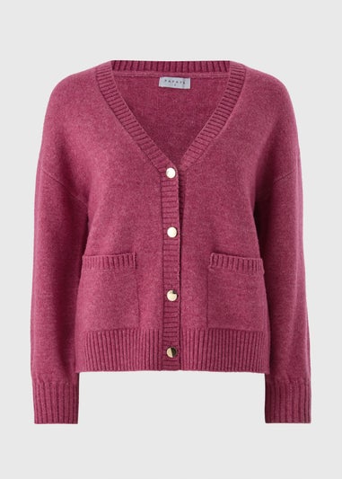 Raspberry Long Sleeve Button Up Cardigan