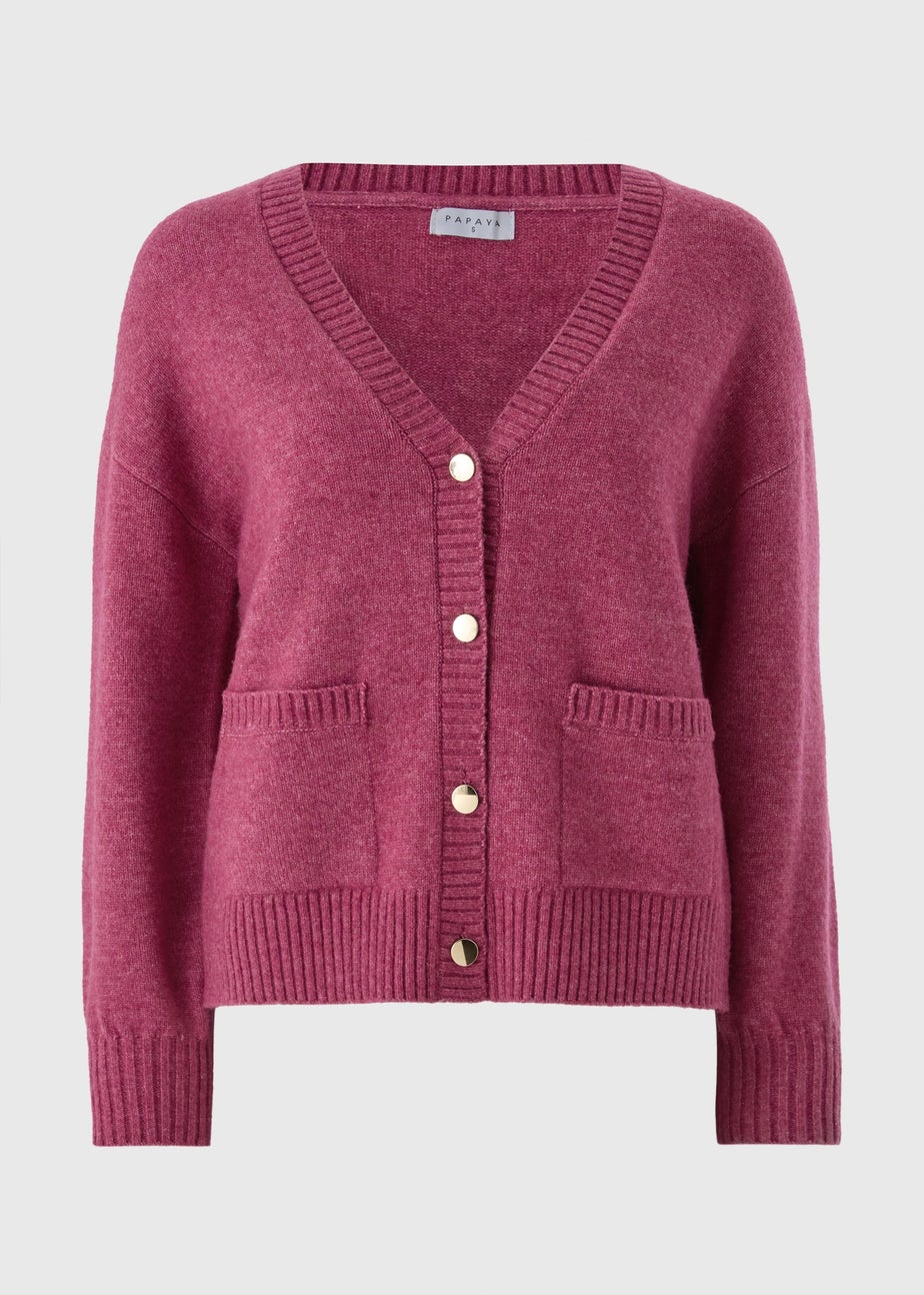 Raspberry Long Sleeve Button Up Cardigan