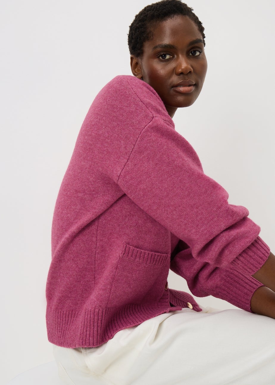 Raspberry Long Sleeve Button Up Cardigan