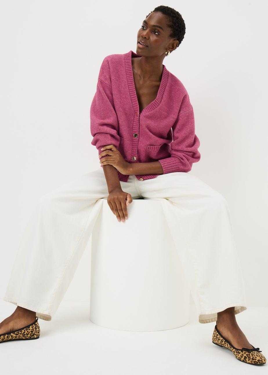 Raspberry Long Sleeve Button Up Cardigan