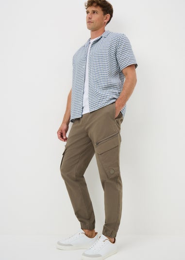 Khaki Zip Cargo Trousers
