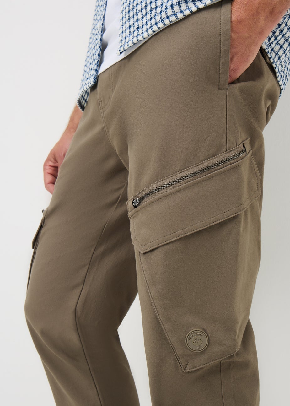 Khaki Zip Cargo Trousers