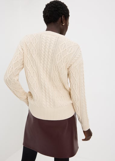 Cream Cable Knit Crew Neck Jumper