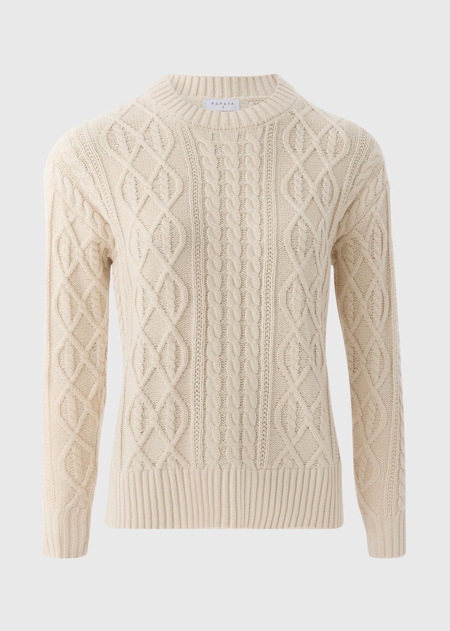 Cream Cable Knit Crew Neck Jumper
