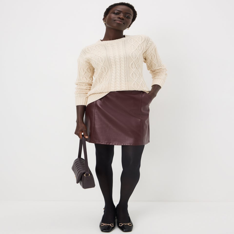 Cream Cable Knit Crew Neck Jumper