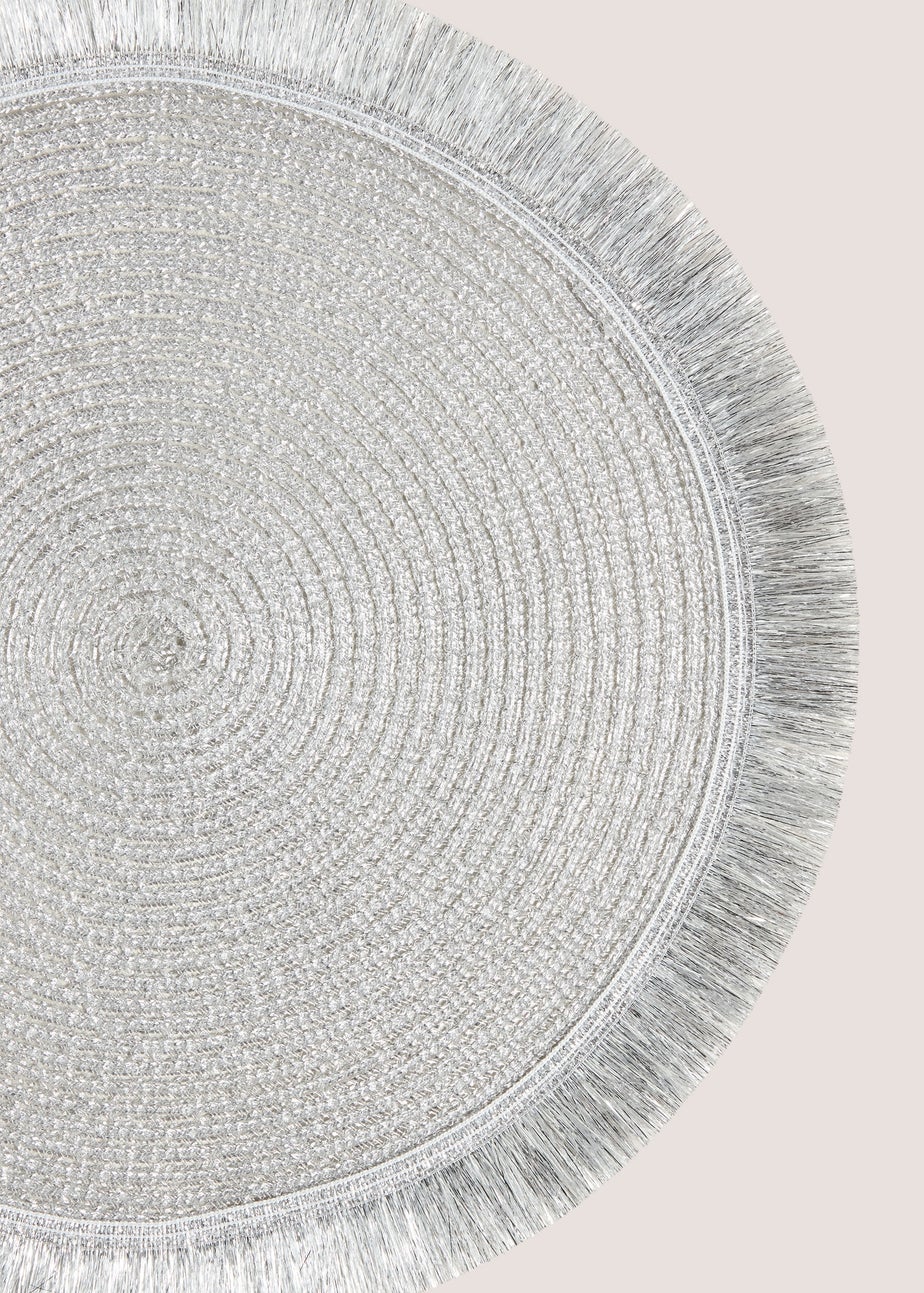 2 Pack Light Grey Celestial Fringed Placemats