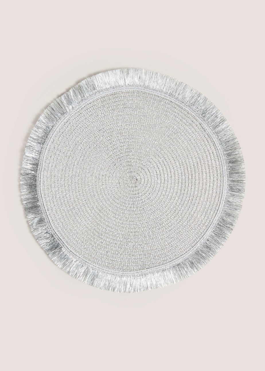 2 Pack Light Grey Celestial Fringed Placemats