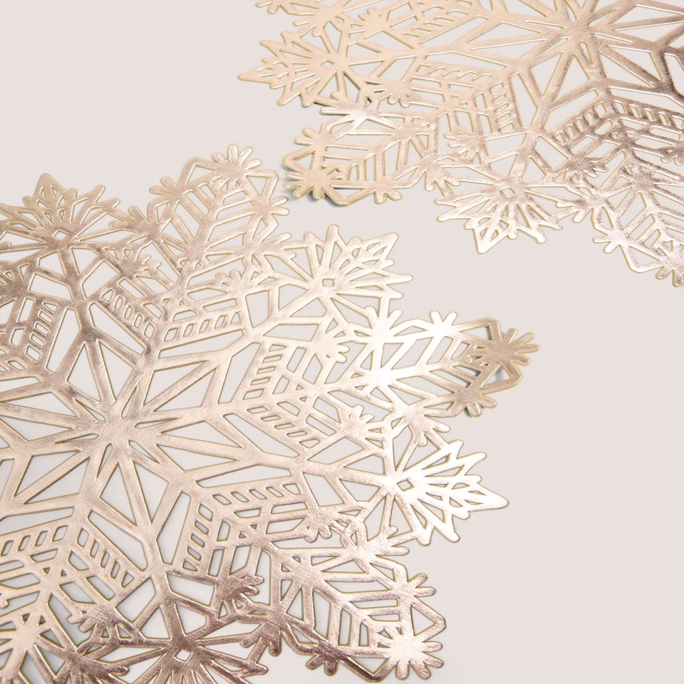 2 Pack Gold Snowflake Celestial Placemats