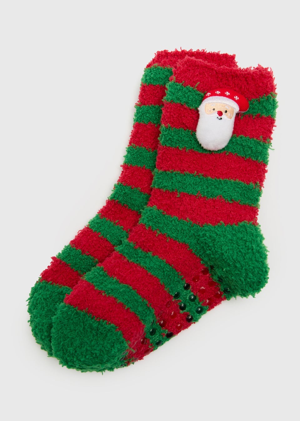 Kids Green 3D Santa Fluffy Socks (Younger 6-Older 6.5)
