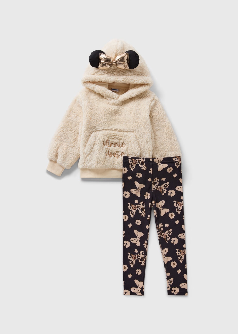 Girls Beige Minnie Borg Top Set (1-7 Years)