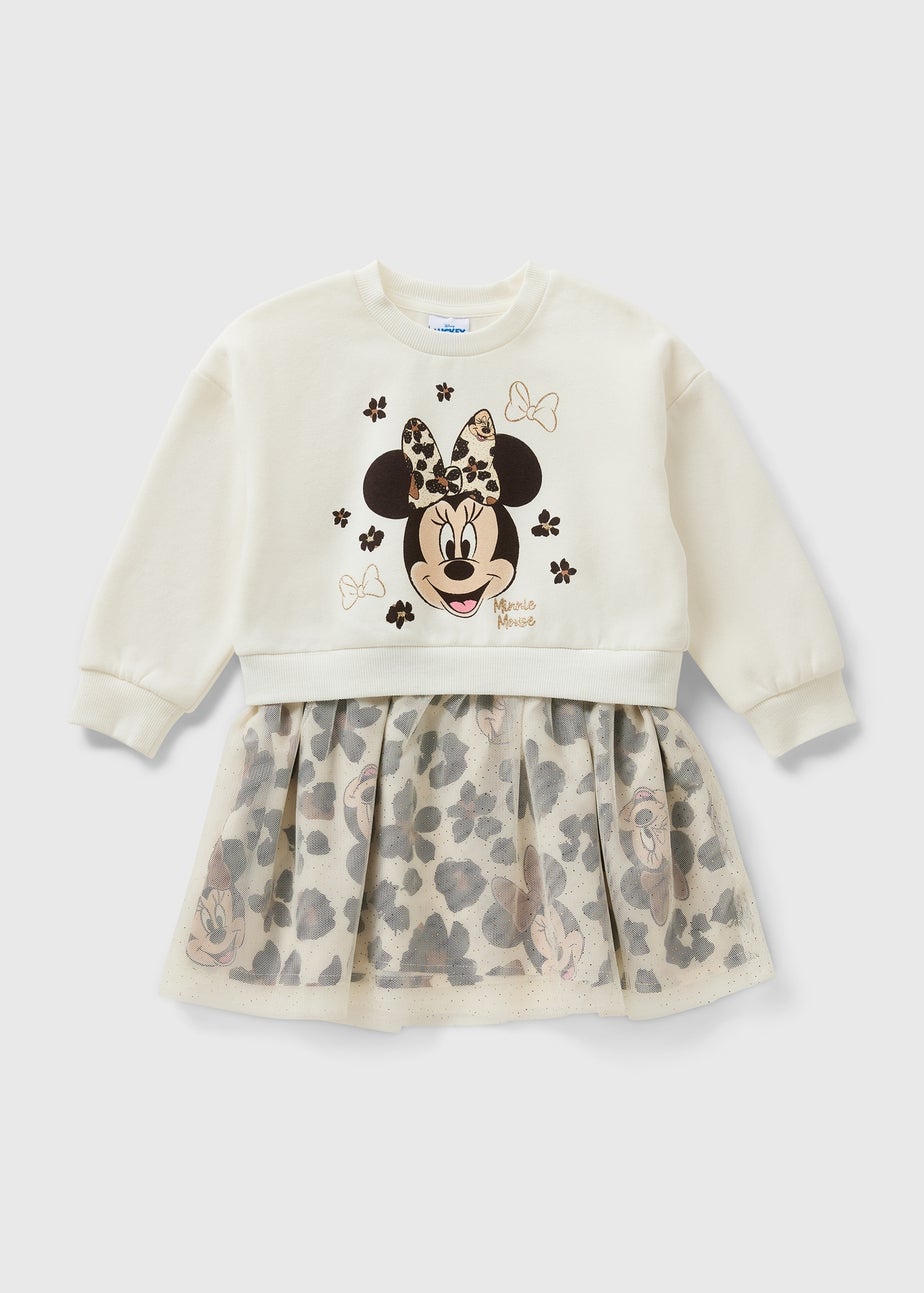 Girls Cream Minnie Mouse Sweater Dress (1-7yrs)
