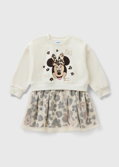 Girls Cream Minnie Mouse Sweater Dress (1-7yrs)