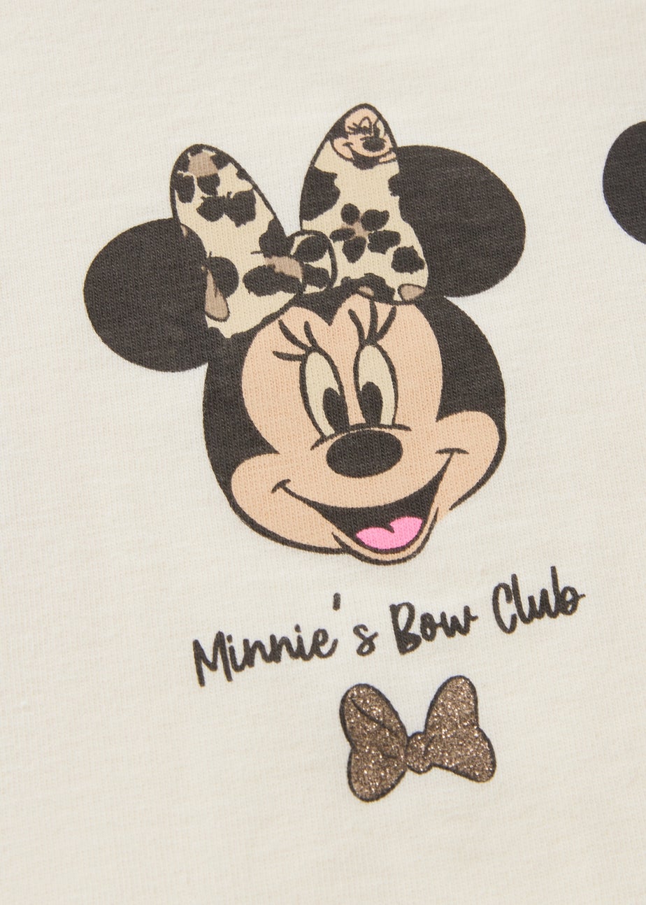 Girls Cream Minnie Mouse Bow Long Sleeve Top (1-7yrs)