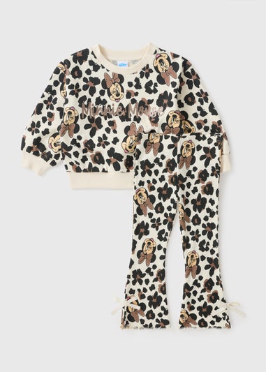 Disney Girls Cream Minnie Mouse Sweatshirt & Flare Set (1-7yrs)
