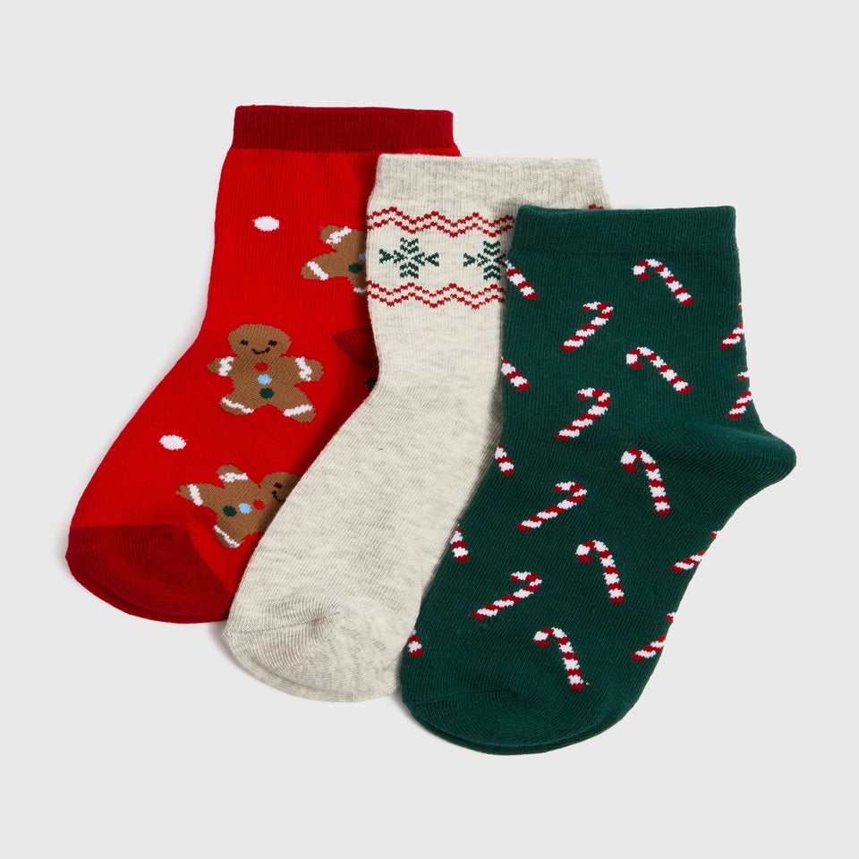 3 Pack Boys Multicolour Christmas Traditional Socks