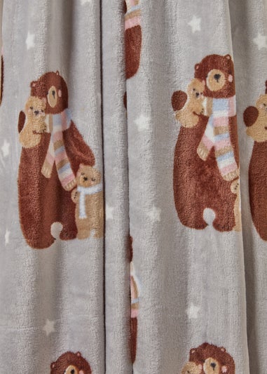 Grey Bear Printed Fleece Throw