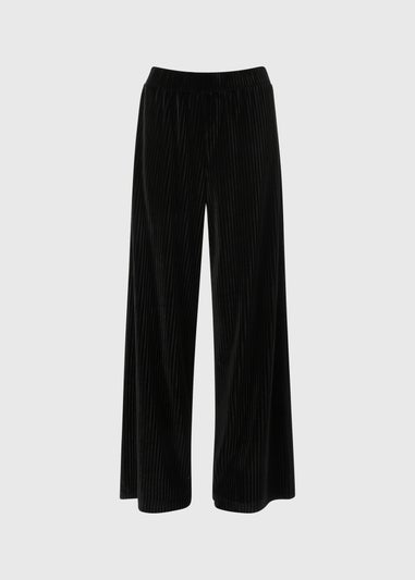 Black Velvet Wide Leg Trousers