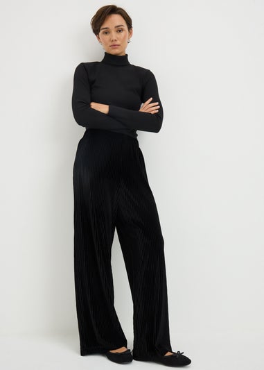 Black Velvet Wide Leg Trousers