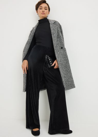 Black Velvet Wide Leg Trousers